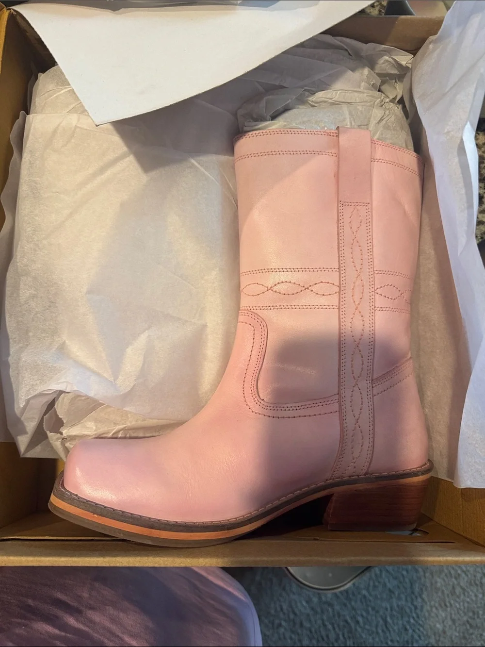 Anthropologie Exclusive Matisse Jackson Pink Leather Western Booties sz 7 EU38 - Picture 6 of 6